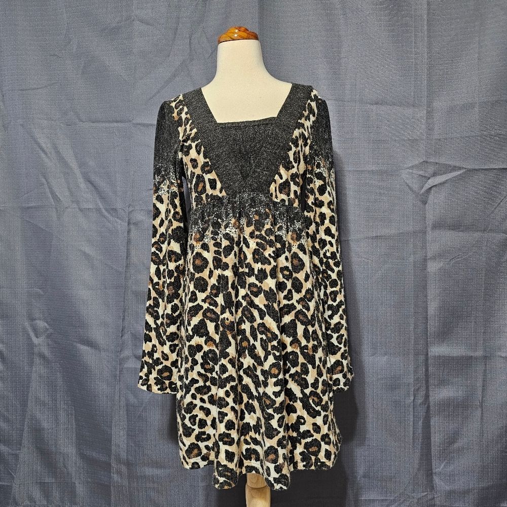 Francesca Bellini Leopard Print Knit Dress/Tunic - Size M